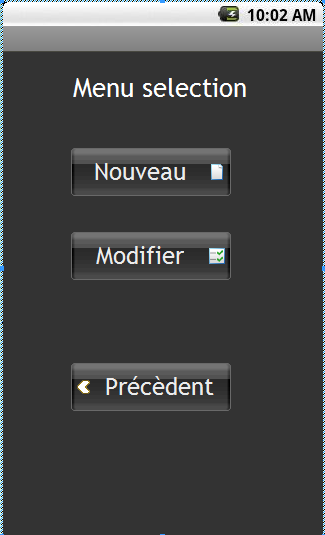 Menu de création des réservations