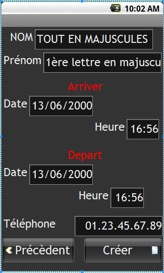 Exemple de création d'une reservation