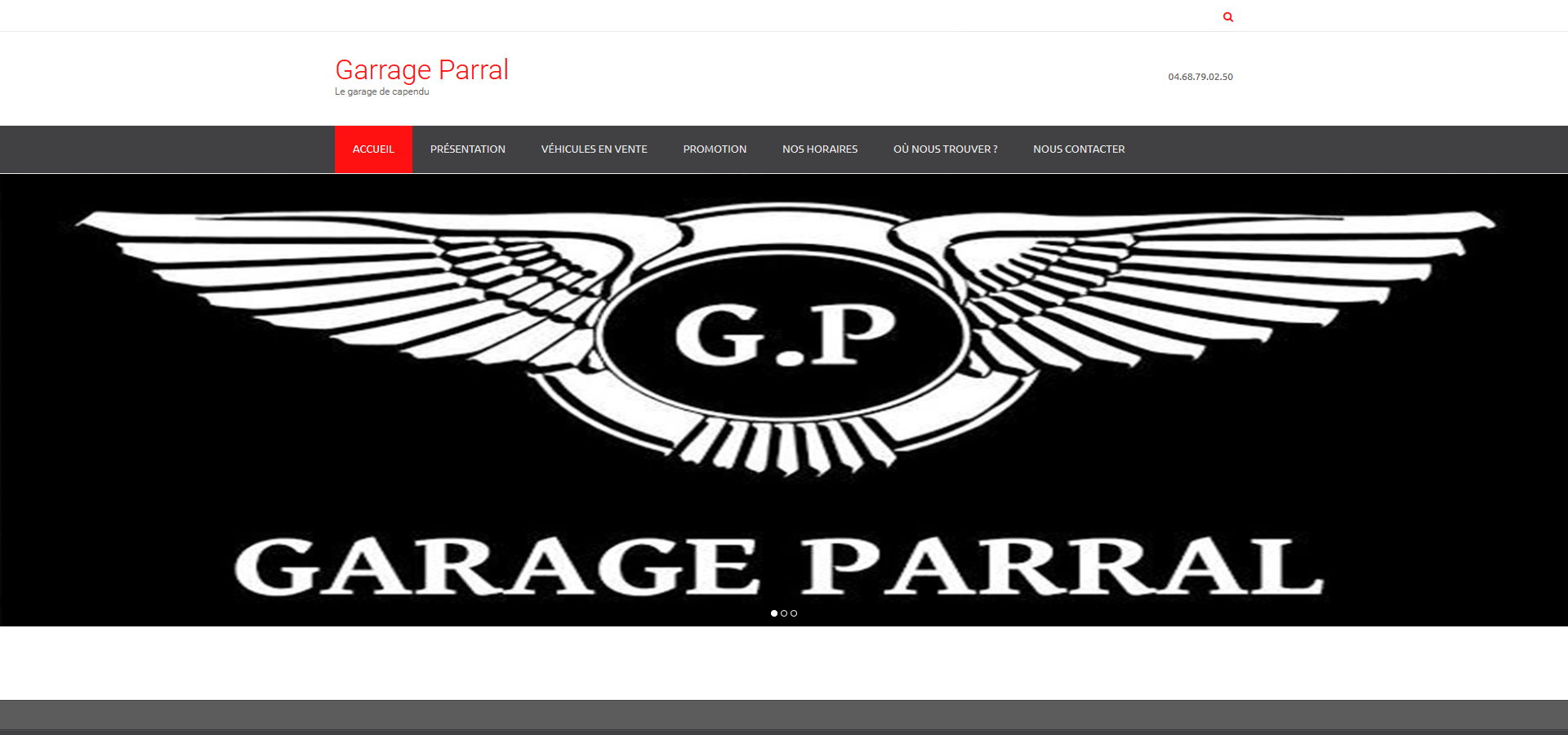 Page d'accueil du garage parral
