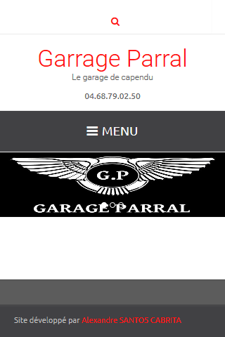 Page d'accueil garage parral en version mobile
