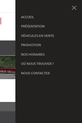 Page d'accueil garage parral en version mobile