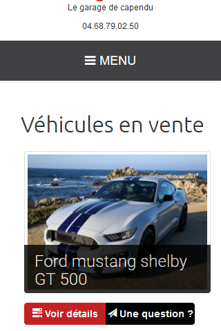 Page d'accueil garage parral en version mobile